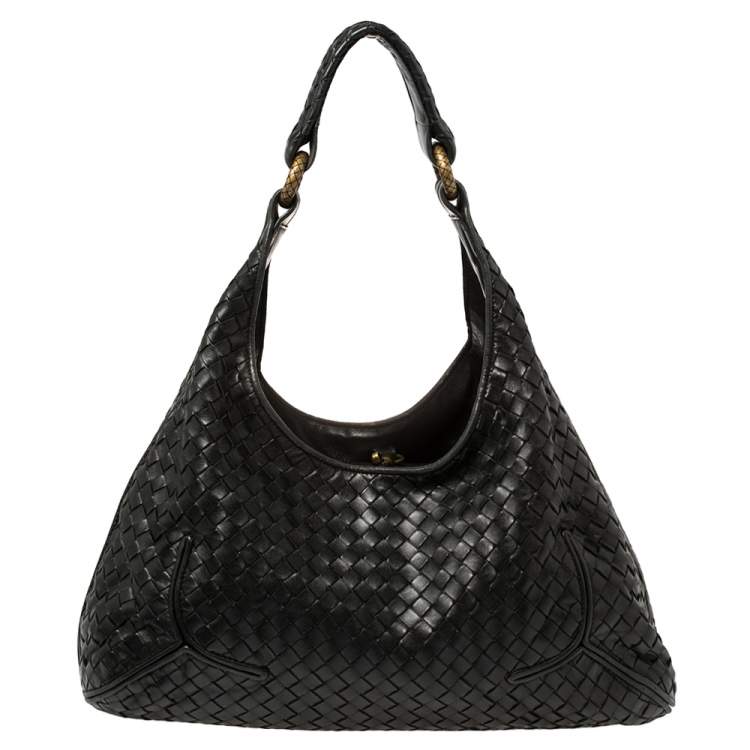 Pre Owned Bottega Veneta Black Intrecciato Leather Hobo