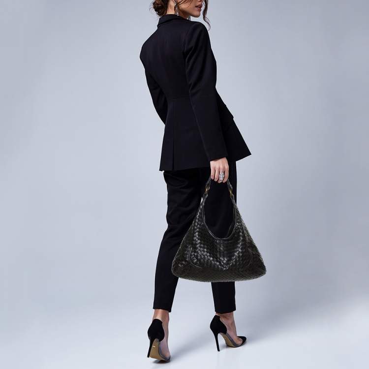 Pre Owned Bottega Veneta Black Intrecciato Leather Hobo