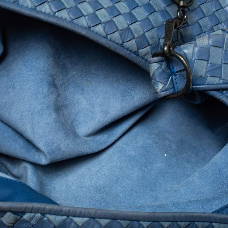 Pre Owned Bottega Veneta Blue Leather Intrecciato Hobo