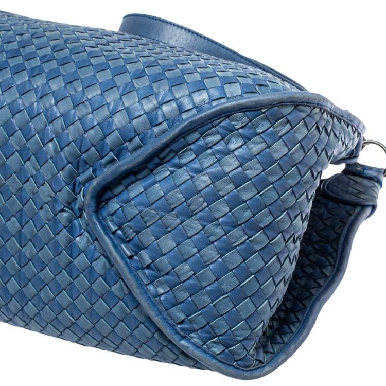 Pre Owned Bottega Veneta Blue Leather Intrecciato Hobo