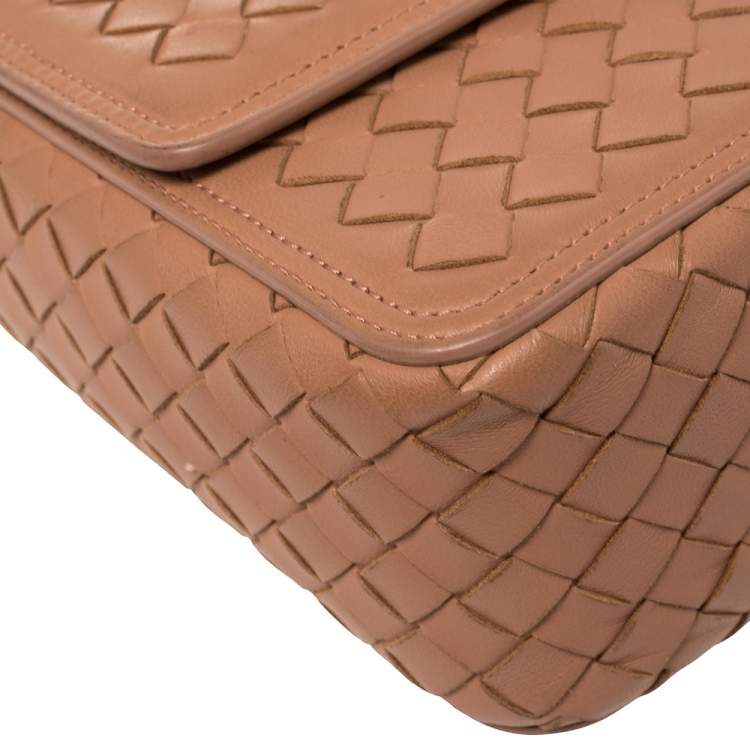 Pre Owned Bottega Veneta Pink Intrecciato Leather Alumna Top Handle Bag