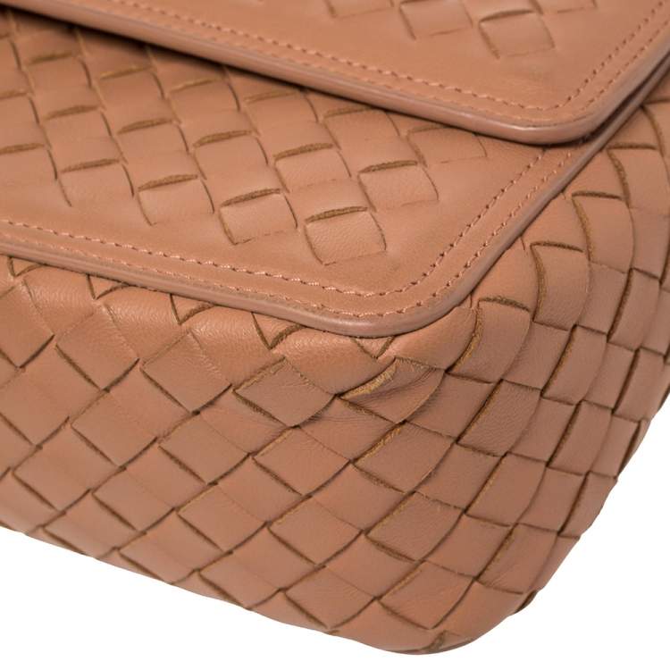 Pre Owned Bottega Veneta Pink Intrecciato Leather Alumna Top Handle Bag