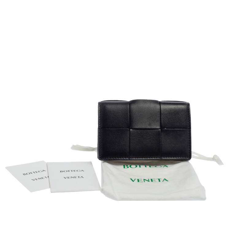 Pre Owned Bottega Veneta Black Maxi Intrecciato Leather Card Case