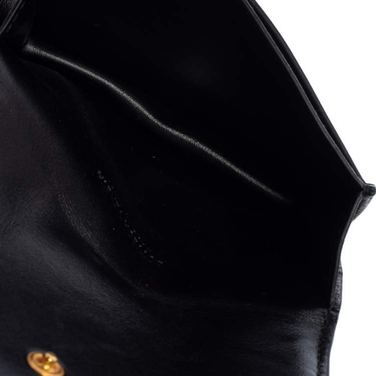 Pre Owned Bottega Veneta Black Maxi Intrecciato Leather Card Case