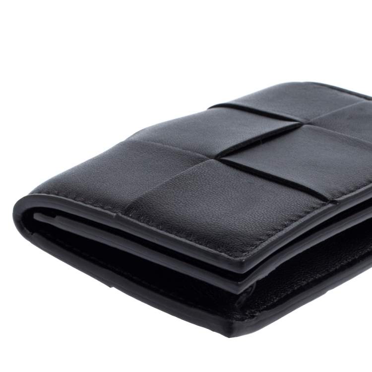 Pre Owned Bottega Veneta Black Maxi Intrecciato Leather Card Case