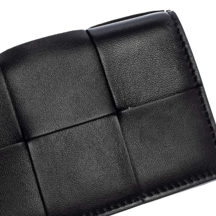 Pre Owned Bottega Veneta Black Maxi Intrecciato Leather Card Case