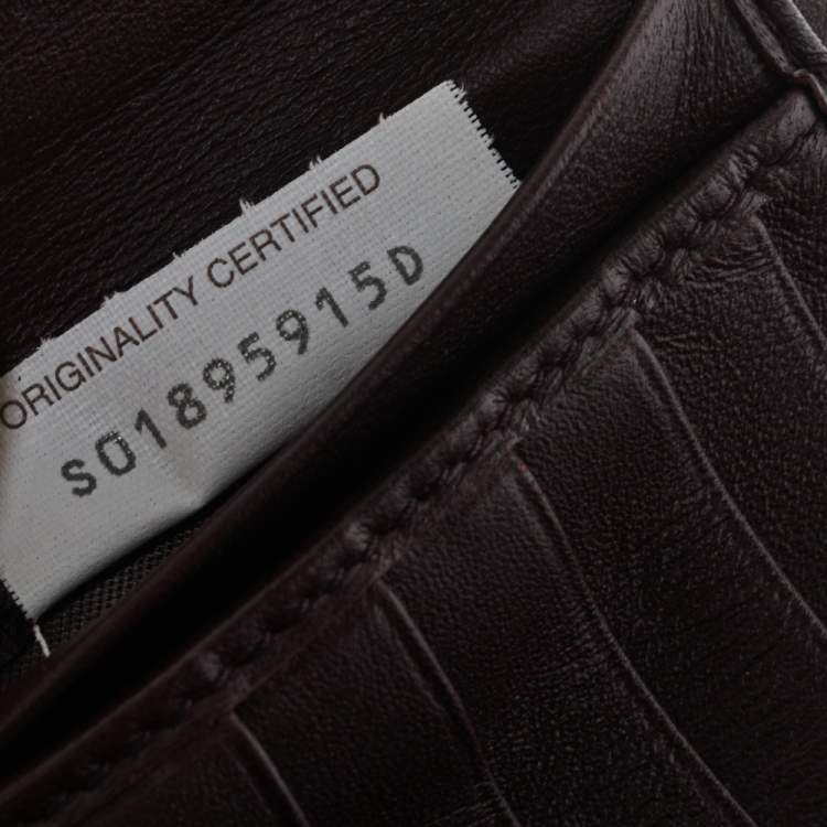 Pre Owned Bottega Veneta Plum Intrecciato Leather Continental Wallet