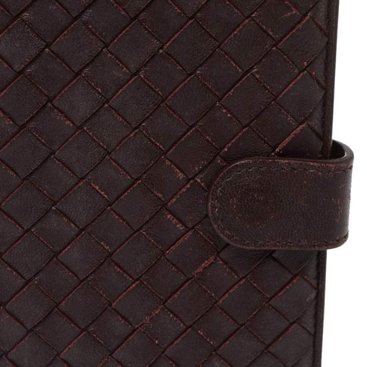 Pre Owned Bottega Veneta Plum Intrecciato Leather Continental Wallet