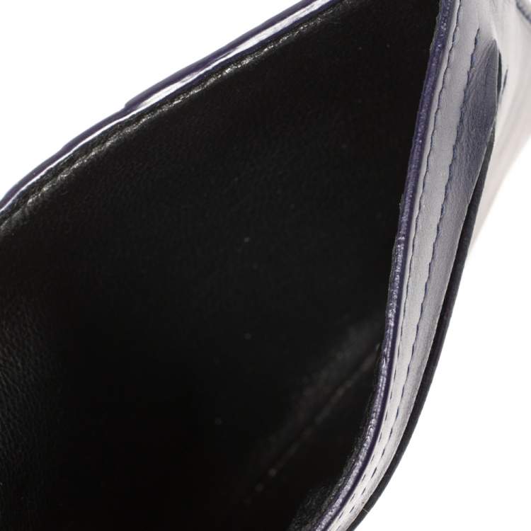 Pre Owned Bottega Veneta Blue Intrecciato Leather Card Case