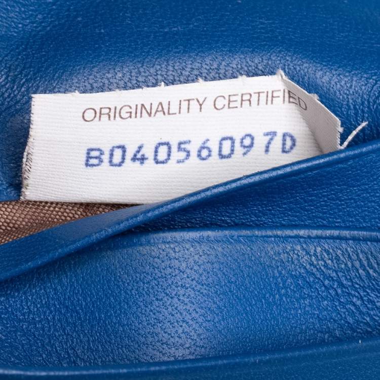 Pre Owned Bottega Veneta Blue Intrecciato Leather Bifold Card Holder