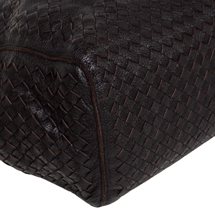 Pre Owned Bottega Veneta Dark Brown Intrecciato Leather Tote