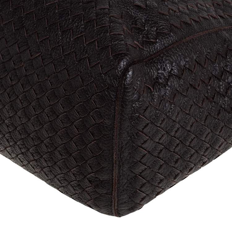 Pre Owned Bottega Veneta Dark Brown Intrecciato Leather Tote