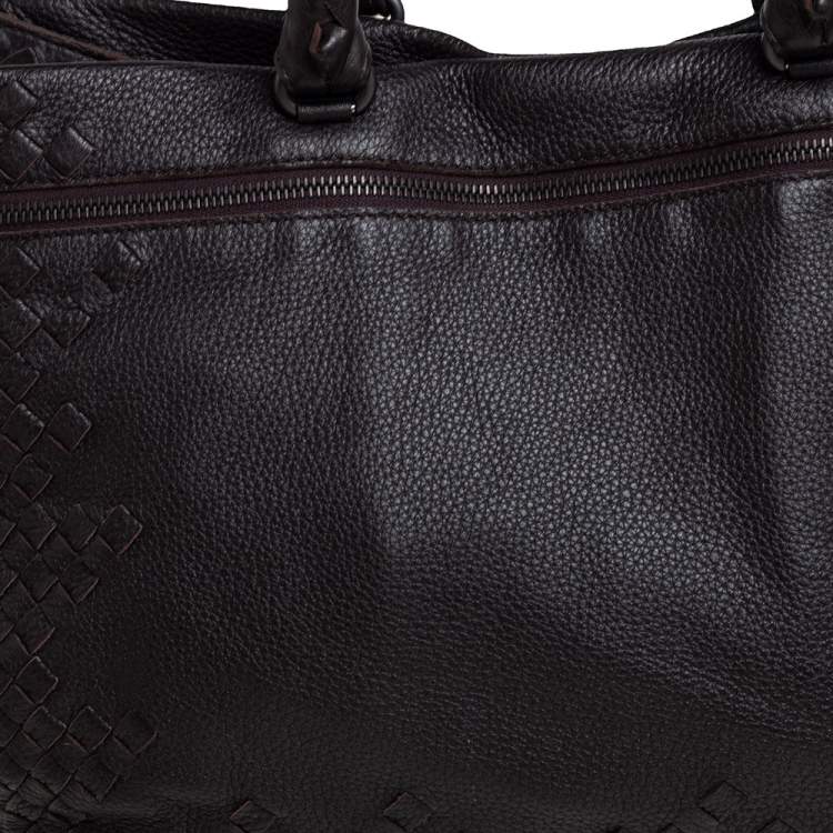 Pre Owned Bottega Veneta Dark Brown Intrecciato Leather Tote