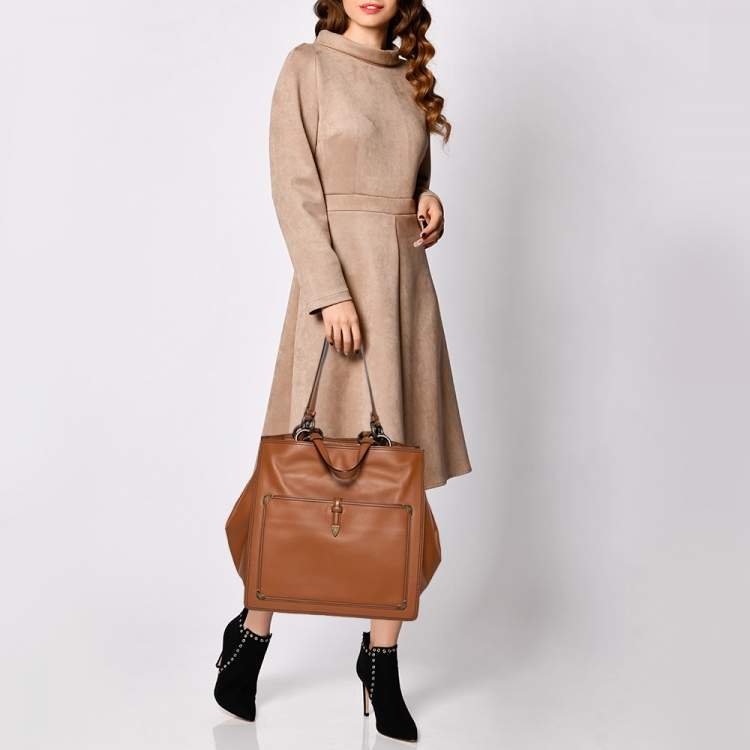 Pre Owned Bottega Veneta Brown Leather Shopper Tote