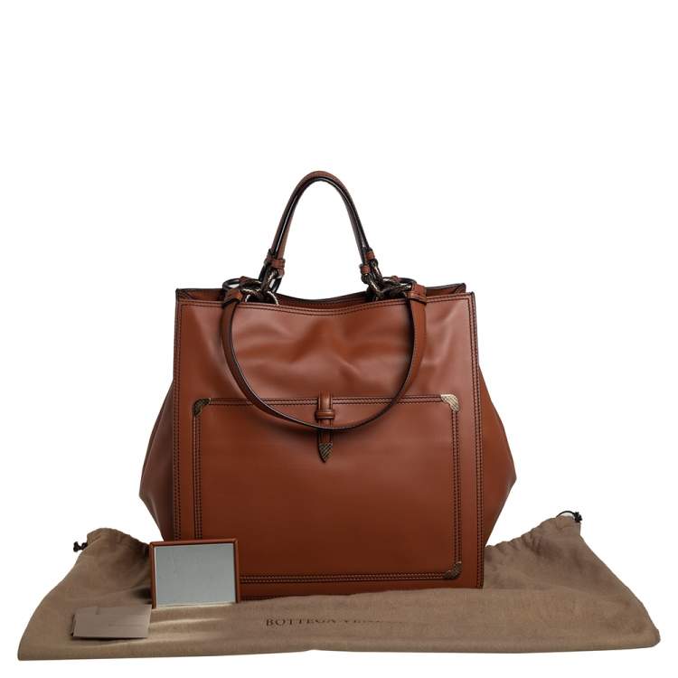 Pre Owned Bottega Veneta Brown Leather Shopper Tote