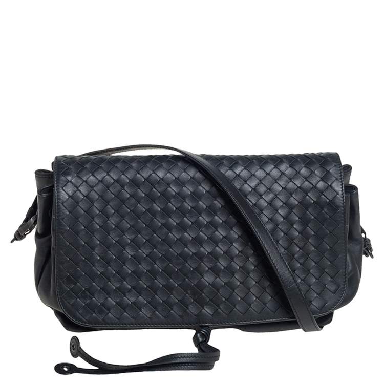 Bottega Veneta Black Intrecciato Leather Flap Crossbody Bag Bottega Veneta Tlc