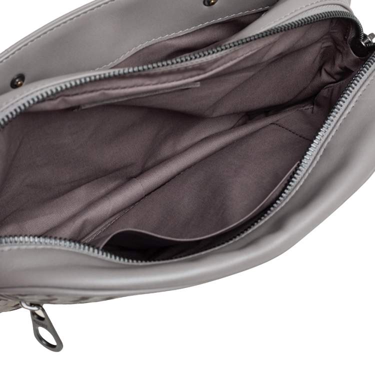 Pre Owned Bottega Veneta Grey Intrecciato Leather Zip Belt Bag 