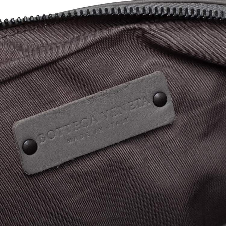 Pre Owned Bottega Veneta Grey Intrecciato Leather Zip Belt Bag 