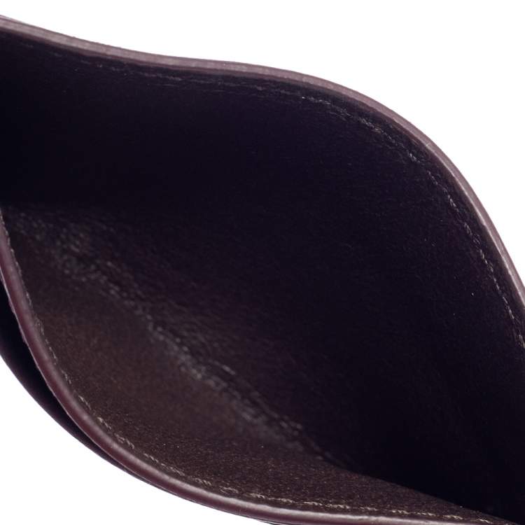Pre Owned Bottega Veneta Burgundy Intrecciato Leather Card Holder