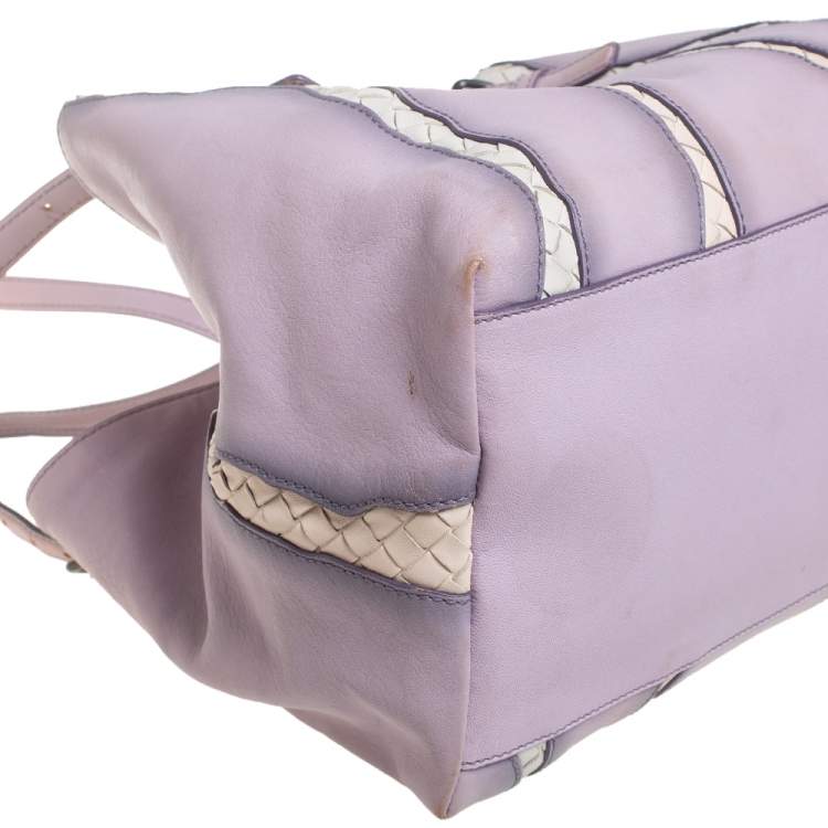 Pre Owned Bottega Veneta Lilac And Intrecciato Leather Monalisa Tote