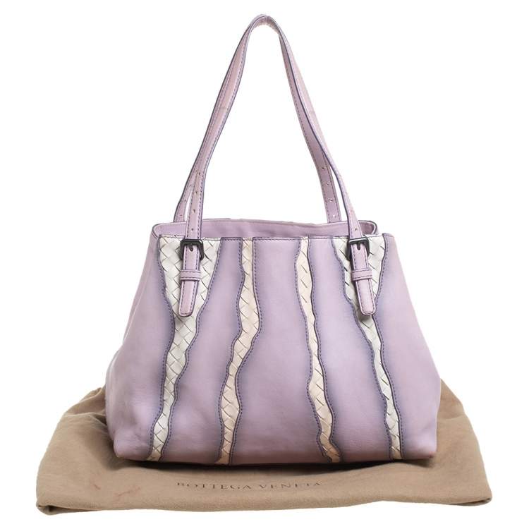 Pre Owned Bottega Veneta Lilac And Intrecciato Leather Monalisa Tote