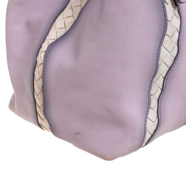 Pre Owned Bottega Veneta Lilac And Intrecciato Leather Monalisa Tote