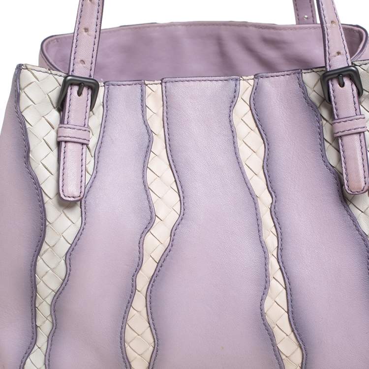 Pre Owned Bottega Veneta Lilac And Intrecciato Leather Monalisa Tote