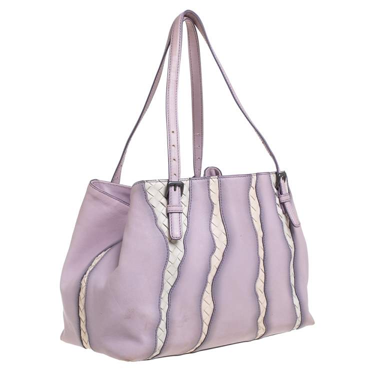 Pre Owned Bottega Veneta Lilac And Intrecciato Leather Monalisa Tote