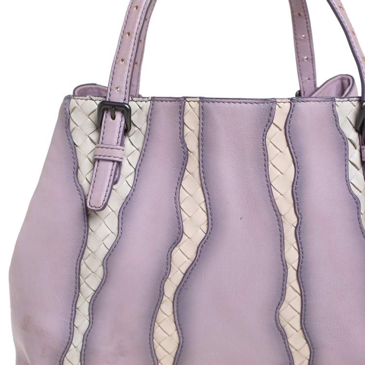 Pre Owned Bottega Veneta Lilac And Intrecciato Leather Monalisa Tote
