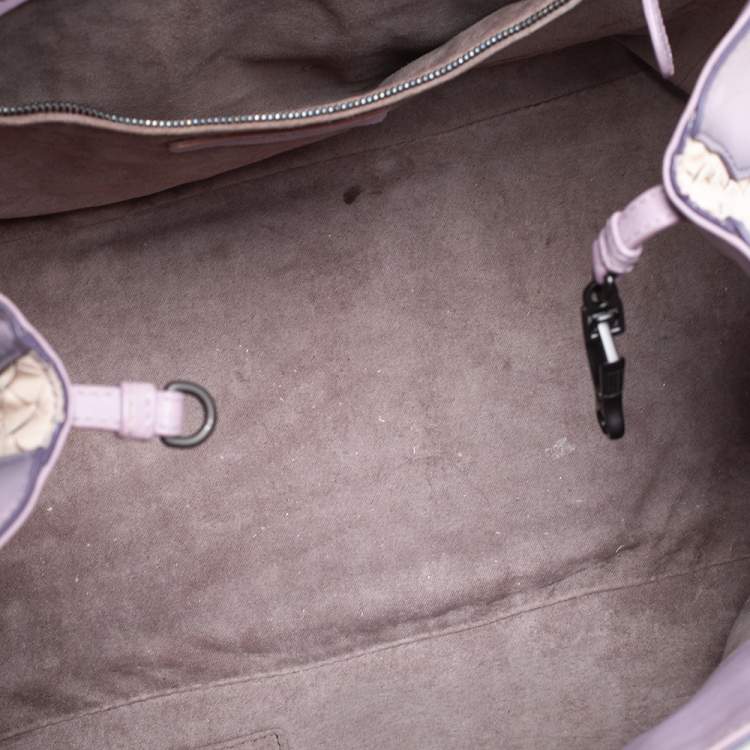 Pre Owned Bottega Veneta Lilac And Intrecciato Leather Monalisa Tote