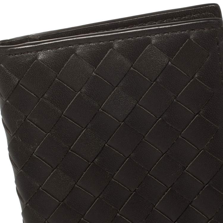 Pre Owned Bottega Veneta Brown Intrecciato Leather Card Holder