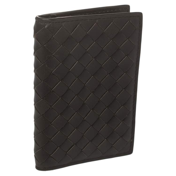 Pre Owned Bottega Veneta Brown Intrecciato Leather Card Holder