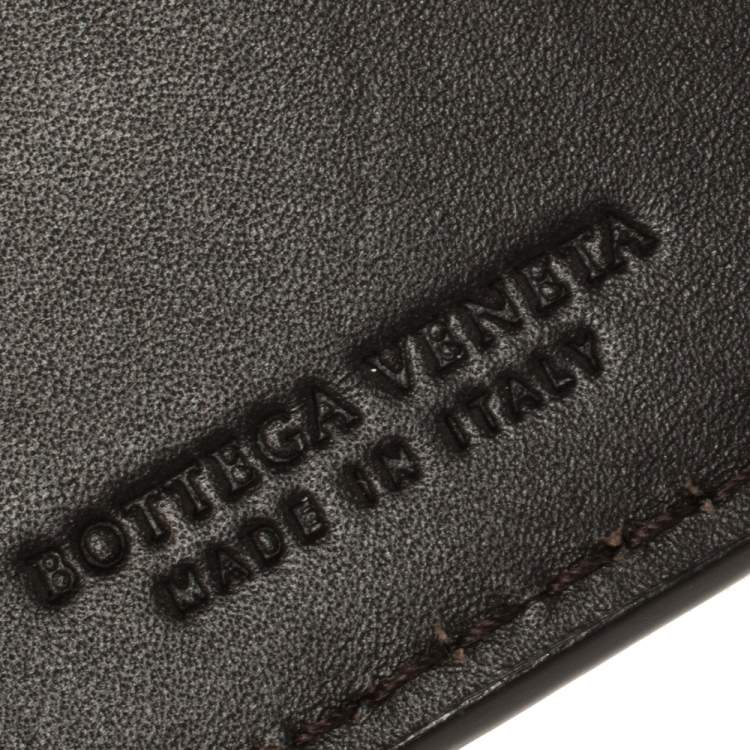 Pre Owned Bottega Veneta Brown Intrecciato Leather Card Holder