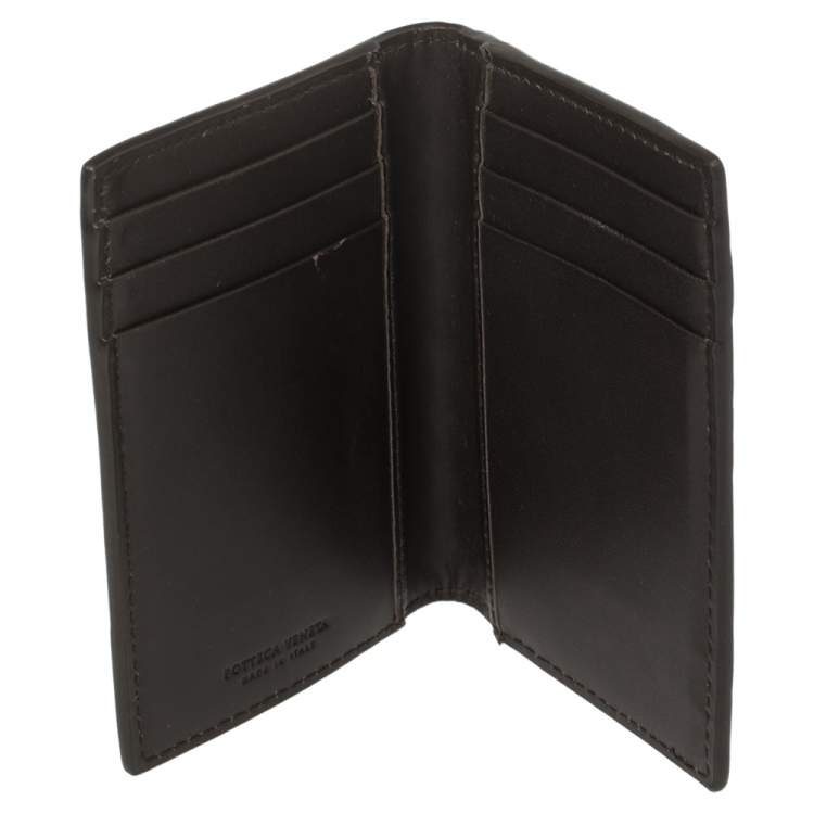 Pre Owned Bottega Veneta Brown Intrecciato Leather Card Holder