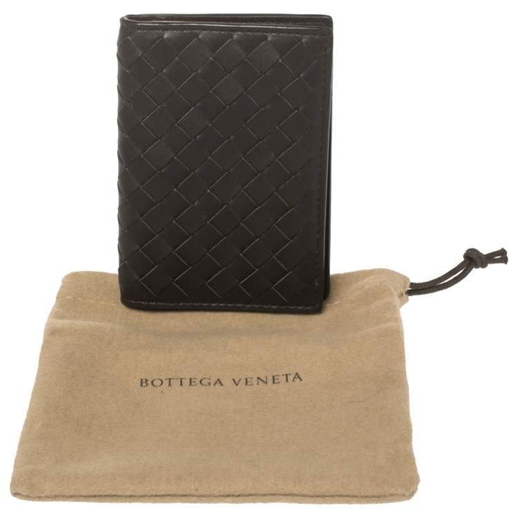 Pre Owned Bottega Veneta Brown Intrecciato Leather Card Holder