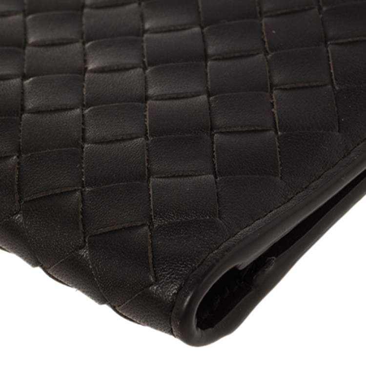 Pre Owned Bottega Veneta Brown Intrecciato Leather Card Holder