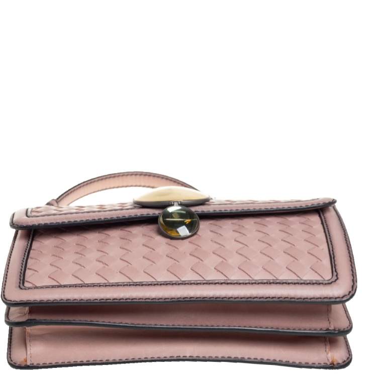 Pre Owned Bottega Veneta Pink Intrecciato Leather Sphere Top Handle Bag