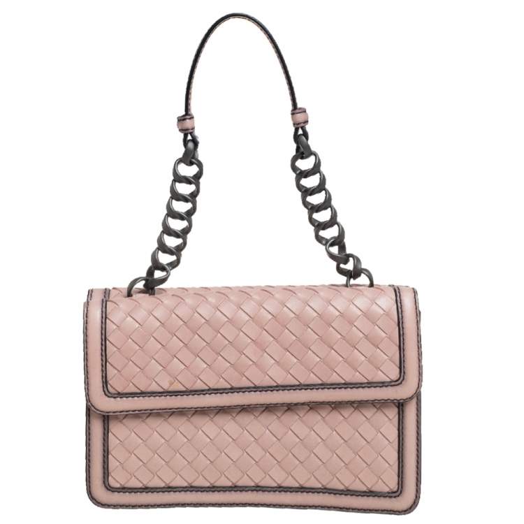 Pre Owned Bottega Veneta Pink Intrecciato Leather Sphere Top Handle Bag