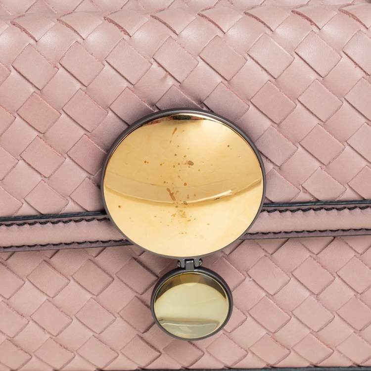 Pre Owned Bottega Veneta Pink Intrecciato Leather Sphere Top Handle Bag