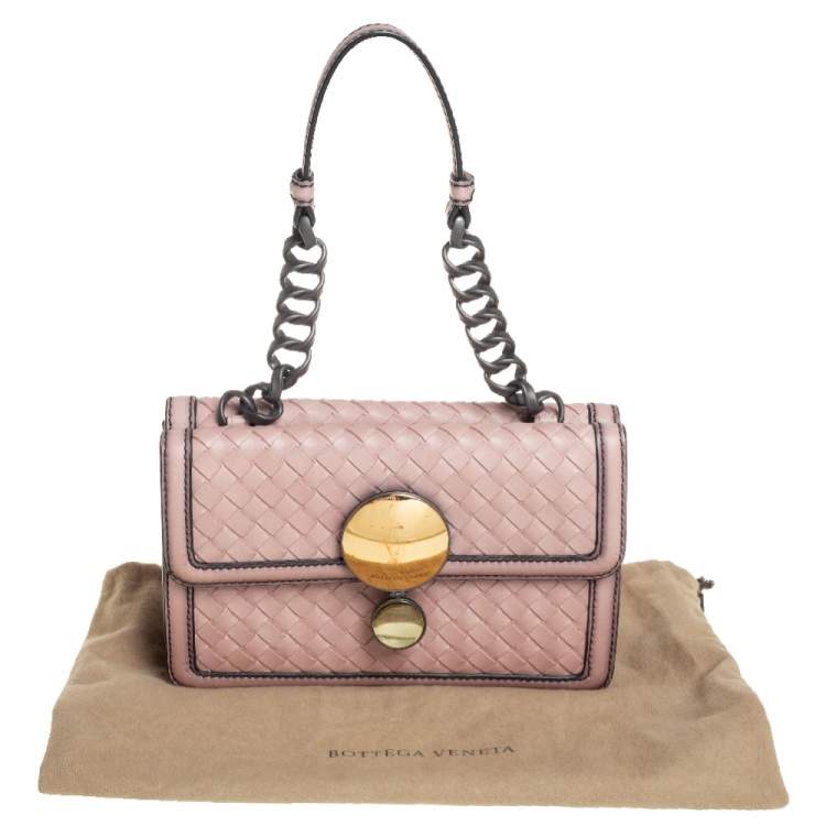 Pre Owned Bottega Veneta Pink Intrecciato Leather Sphere Top Handle Bag