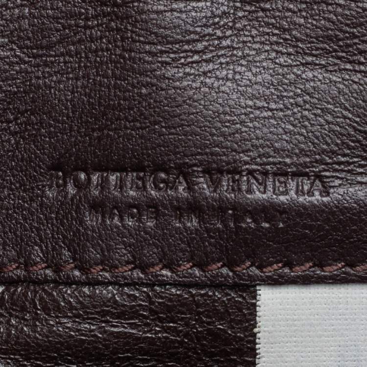 Pre Owned Bottega Veneta Brown Intrecciato Leather Business Card Holder