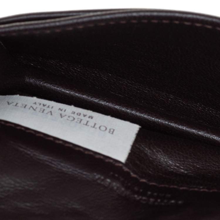 Pre Owned Bottega Veneta Brown Intrecciato Leather Business Card Holder