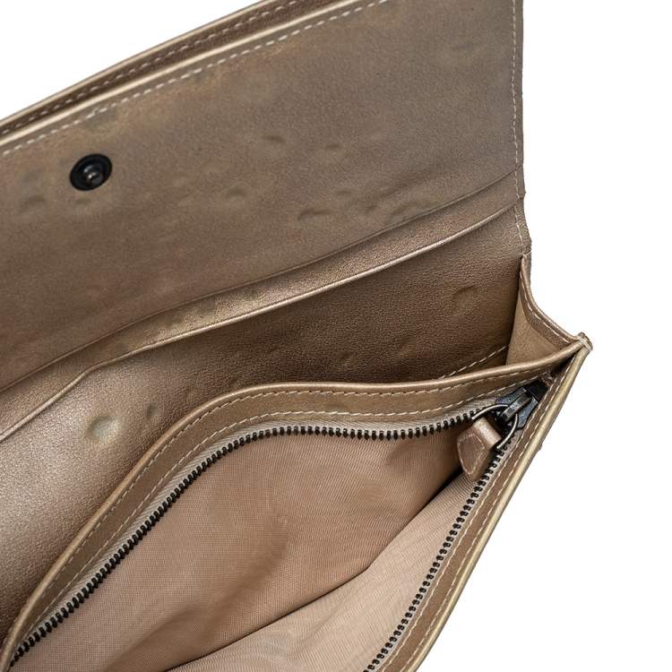 Pre Owned Bottega Veneta Beige Intrecciato leather Bifold Wallet