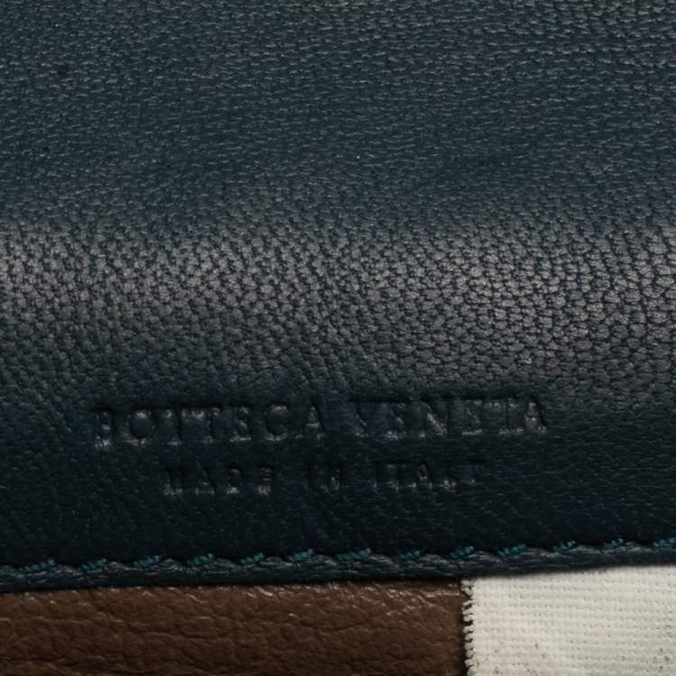 Pre Owned Bottega Veneta Turquoise Intrecciato Leather Business Card Holder