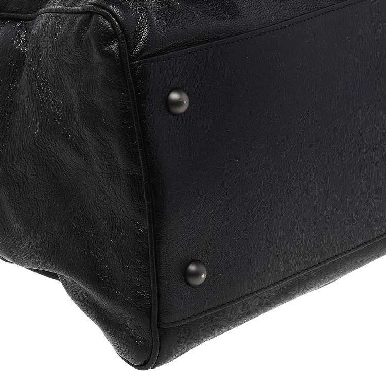 Pre Owned Bottega Veneta Black Intrecciato Leather Large Karung Bowling Bag