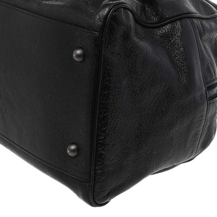 Pre Owned Bottega Veneta Black Intrecciato Leather Large Karung Bowling Bag
