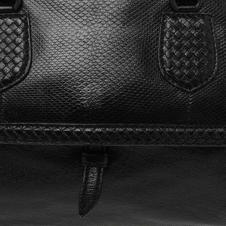 Pre Owned Bottega Veneta Black Intrecciato Leather Large Karung Bowling Bag