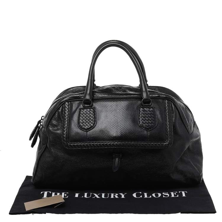 Pre Owned Bottega Veneta Black Intrecciato Leather Large Karung Bowling Bag