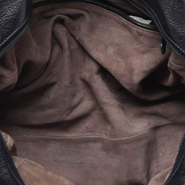 Pre Owned Bottega Veneta Black Intrecciato Leather Large Karung Bowling Bag