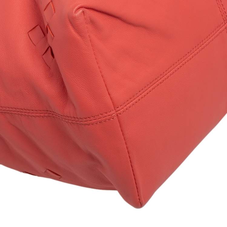 Pre Owned Bottega Veneta Orange Intrecciato Leather Tote